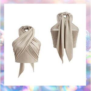 Commense Crisscross Beige Halter Top Size Small NWT